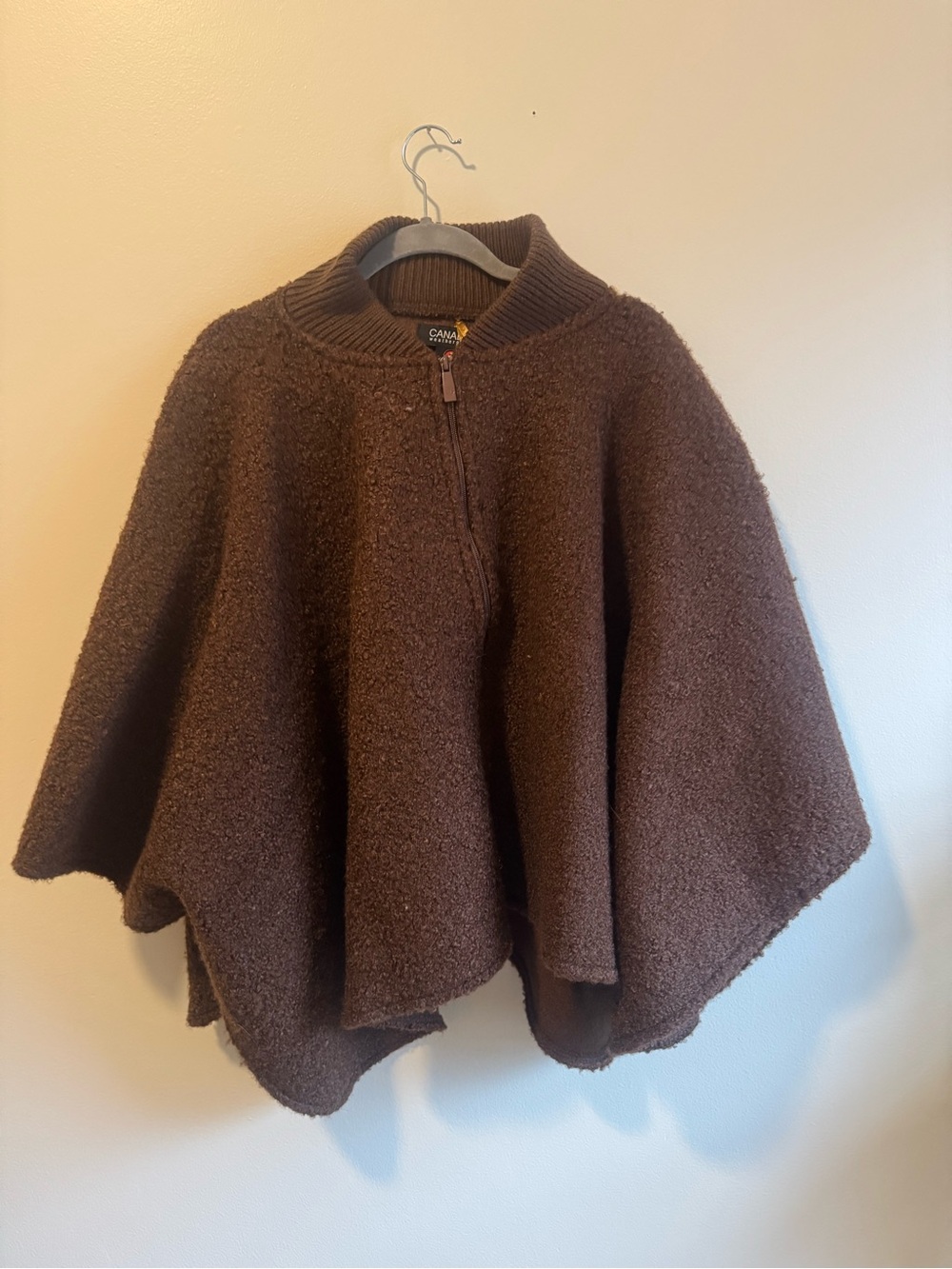 Brown Zip-Front Poncho Shrug - Canada Weather Gear